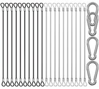 CKANDAY 20 piezas de acero inoxidable de 25 cm con 4 mosquetones de resorte, cable de alambre de acero con hebillas, revestimiento de vinilo, cadenas de fijación cortas, 2 colores