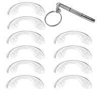 CKANDAY - Juego de 10 almohadillas de nariz transparentes con tornillo en forma de U con micro destornillador, 42 mm, antideslizantes, anticaídas, para gafas, gafas de sol, gafas ópticas