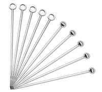 CKANDAY Juego de 10 palillos reutilizables de acero inoxidable,palillos de frutas de metal Martini pinchos para bebidas de oliva,set para fiestas de vacaciones,eventos de círculo/bola,2 estilos,plata
