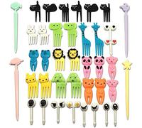 CKANDAY Juego de 40 Alimentos para Animales encantadores Selecciones de Frutas Tenedores, Mini palillo de Dientes de Dibujos Animados Lindo Decoración para los niños Fiesta Bento Lunch Box Sandwich