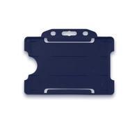 CKB LTD 10x Azul Marino Soportes para Tarjetas de Identificación Rígidos de Cara Única Deslizantes en Cara Abierta Horizontal/Paisaje Protector de Plástico para Tarjeta de Identidad - Sostiene una