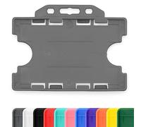 CKB LTD 10x Soportes rígidos deslizantes de doble cara para tarjetas de identificación con apertura horizontal y paisaje - Protector de pase de plástico de doble identidad - Sostiene dos tarjetas de