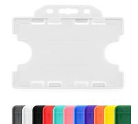CKB LTD 10x soportes rígidos doble cara deslizantes abiertos para tarjetas de identificación horizontales, protector de pase de plástico de doble identidad - contiene dos tarjetas de 86 mm x 54 mm
