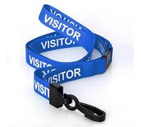 CKB Ltd® 50 X azul visitante cuerdas de seguridad sistema de seguridad cordón correa para el cuello Clip de Metal giratoria para tarjetas de identificación Holder - Pull Quick Release Design