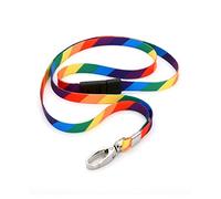 CKB LTD Arco iris Correa para Cuello Cordón Cuerda Lanyard Llavero de seguridad para el cuello con clip de metal giratorio para soporte de tarjeta de identificación arcoíris multicolor, Paquete de 50