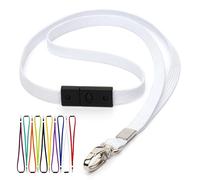 CKB LTD Blanco Correa para Cuello Cordón Cuerda Neck Lanyard Strap Llavero de seguridad para el cuello con clip de metal giratorio para soporte de tarjeta de identificación Paquete de 20 piezas