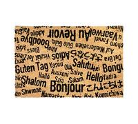 CKB LTD® BONJOUR, AU REVOIR - Tapete único para puerta delantera y trasera, hecho con un respaldo de PVC antideslizante, fibra de coco natural, para interiores y exteriores