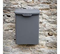 CKB LTD - Buzón de correo para montaje en pared, con cerradura, fabricado en metal de acero recubierto de polvo para exteriores, vintage, para sobres, 39,5 x 28,6 x 17,5 cm (carbón)