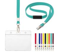 CKB LTD Cordón con tarjetero, 10 unidades de cordones de seguridad separables para el cuello con sello de agarre, soportes transparentes impermeables, etiqueta de identificación, insignias de plástic