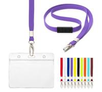 CKB LTD Cordón con tarjetero, 10 unidades de cordones de seguridad separables para el cuello con sello de agarre, soportes transparentes impermeables, etiqueta de identificación, insignias de plástic