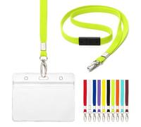 CKB LTD Cordón con tarjetero, 10 unidades de cordones de seguridad separables para el cuello con sello de agarre, soportes transparentes impermeables, etiqueta de identificación, insignias de plástic