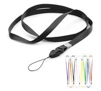 CKB LTD Cordon Lanyard courroie de cou Strap lanière For Carte ID Support De Badge Card/Mobile Phone USB Gym Key Access Pass Holder Loop Clips (Noir, 10 pièces)