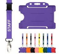 CKB Ltd - Cordón para personal con tarjetero, paquete doble de cordones de seguridad para identificación, correa para el cuello, clip de metal giratorio, diseño de liberación rápida (morado)