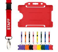 CKB Ltd - Cordón para personal con tarjetero, paquete doble de cordones de seguridad para identificación, correa para el cuello, clip de metal giratorio, diseño de liberación rápida (rojo)