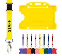 CKB Ltd - Cordón para personal con tarjetero, paquete doble de cordones de seguridad para identificación, correa para el cuello, clip de metal giratorio, diseño de liberación rápida (amarillo)