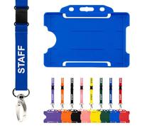 CKB Ltd - Cordón para personal con tarjetero, paquete doble de cordones de seguridad para identificación, correa para el cuello, clip de metal giratorio, diseño de liberación rápida (azul)