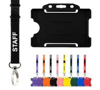 CKB Ltd Cordón para personal con tarjetero, paquete doble de cordones de seguridad para identificación, correa para el cuello, clip de metal giratorio, diseño de liberación rápida (negro)