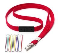 CKB LTD Correa para Cuello Cordón Cuerda Neck Lanyard Strap Llavero de seguridad para el cuello con clip de metal giratorio para soporte de tarjeta de identificación (Rojo, Paquete de 10 piezas)