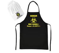 CKB LTD Danger Man - Delantal de cocina y sombrero para barbacoa de cocina, juego de regalo para hombre, Negro, Taille unique