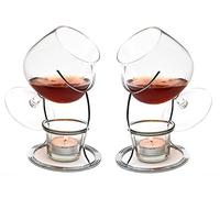 CKB Ltd® - Juego de 2 soportes para copas de brandy y coñac, con soporte para velas de té y soporte cromado, juego doble de alta calidad