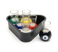 CKB LTD Juego de 6 vasos de chupito para piscina con bandeja triangular. Mesa de billar. Juego de bar para sala de juegos