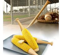 CKB Ltd® Lot de 2 - Nouveauté Baseball Bat Batte de baseball Corn On The Cob Maïs en épi Holder Forks Sticks - Motif épi de maïs Plastique