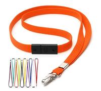 CKB LTD Naranja Correa para Cuello Cordón Cuerda Neck Lanyard Strap Llavero de seguridad para el cuello con clip de metal giratorio para soporte de tarjeta de identificación Paquete de 10 piezas