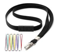 CKB LTD Negro Correa para Cuello Cordón Cuerda Neck Lanyard Strap Llavero de seguridad para el cuello con clip de metal giratorio para soporte de tarjeta de identificación Paquete de 100 piezas