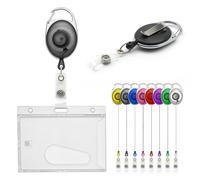 CKB LTD Portainsignias Juego de Carrete Retráctil Set Combo de Una Sola Cara Cerrado Ranura de Expulsión Soporte Horizontal para Tarjetas de Identificación para Escuela, Oficina, Tarjeta de Identidad