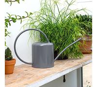 CKB LTD® Regadera de interior de 1,4 L, acero galvanizado con recubrimiento en polvo, para plantas de interior, diseño contemporáneo de metal con boquilla estrecha y mango alto (gris carbón)