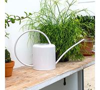 CKB LTD® Regadera de interior de 1,4 L, acero galvanizado con recubrimiento en polvo, para plantas de interior, diseño contemporáneo de metal con boquilla estrecha y mango alto (tiza blanca)