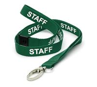 CKB LTD Staff Cordón de seguridad desmontable con clip de metal giratorio para tarjetas de identificación, diseño de liberación rápida, Verde, Confezione da 10