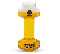 CKB LTD Vaso de cerveza con motivo de mancuerna, Vasos de cerveza con diseño de mancuerna grandes, transparente, 650 ml