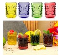 CKB LTD Vasos de chupito tiki coloridos, 45 ml, paquete de 4 tiradores, novedosos para fiestas hawaianas