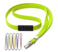 CKB LTD Verde Correa para Cuello Cordón Cuerda Neck Lanyard Strap Llavero de seguridad para el cuello con clip de metal giratorio para soporte de tarjeta de identificación Paquete de 10 piezas