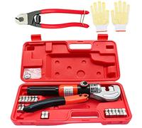 CKE Herramienta manual de crimpadora de cables hidráulica mejorada para accesorios de barandilla de cable de acero inoxidable de 1/8, 3/16, herramienta de estampado de alambre, 10 toneladas y cortador