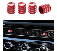 CKE - Juego de 4 tapones para mando de rejilla de ventilación, embellecedores para decoración de habitáculo de coche, color rojo (Red Flag)