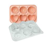 ckepdyeh Roses Ice-Cube Mold, Heart Shape Ice-Cube Tray, Silicone Ice Mold, Ice Maker for Whiskey Cocktails Drinks, Pink