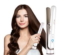 CkeyiN Plancha de pelo inalámbrica 2 en 1, alisador de pelo de cerámica, USB, profesional, portátil, multi-estilo, rizos reguladores de temperatura para cabello liso y rizado, color blanco