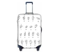 CKGODGF Alfabeto de lenguaje de señas. Funda elástica para equipaje impresa, funda de equipaje personalizada con cremallera., White, L