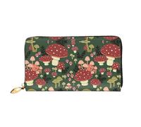 CKGODGF Bright Mushrooms - Cartera larga de piel con impresión artística para hombres y mujeres con cremallera, adecuada para viajes