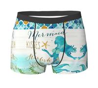 CKGODGF Calzoncillos tipo bóxer transpirables con estampado de sirena retro, cintura ampliada, ropa interior suave y agradable al tacto, 1 pieza, Negro, S