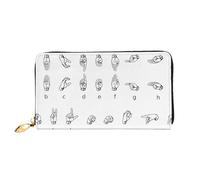 CKGODGF Cartera larga de cuero con estampado de alfabeto y lengua de señas para hombres y mujeres con cremallera, adecuada para viajes