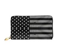 CKGODGF Cartera larga de cuero con estampado de bandera azul fina de Estados Unidos para hombres y mujeres con cremallera, adecuada para viajes