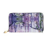 CKGODGF Cartera larga de cuero con estampado de flores de ensueño para hombres y mujeres con cremallera, adecuada para viajes