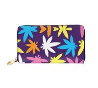 CKGODGF Cartera larga de cuero con estampado de malas hierbas y colores brillantes para hombres y mujeres con cremallera, adecuada para viajes