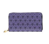 CKGODGF Cartera larga de piel con estampado de mansión encantada para hombres y mujeres con cremallera, adecuada para viajes