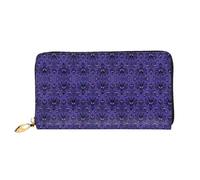 CKGODGF Cartera larga de piel con estampado de mansión encantada para hombres y mujeres con cremallera, adecuada para viajes