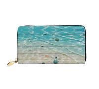 CKGODGF Cartera larga de piel con estampado de tortuga marina y estrella de mar para hombres y mujeres con cremallera, adecuada para viajes