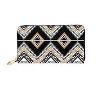 CKGODGF Cartera larga de piel con estampado en zigzag negro y blanco para hombres y mujeres con cremallera, adecuada para viajes